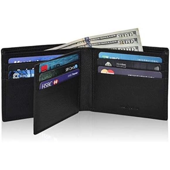 Handmade RFID Leather Bifold Wallets For Men Black NDM